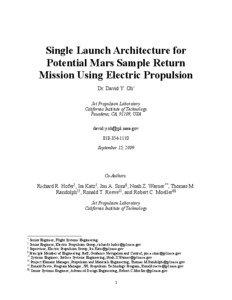 Spacecraft propulsion / Ion thruster / Hall effect thruster / Mars sample return mission / Mars Direct / Dawn / Sample return mission / Exploration of Mars / Electrically powered spacecraft propulsion / Spaceflight / Space technology / Spacecraft