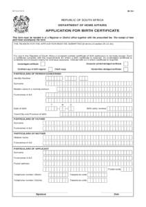 G.P.-SBI-154 REPUBLIC OF SOUTH AFRICA DEPARTMENT OF HOME AFFAIRS