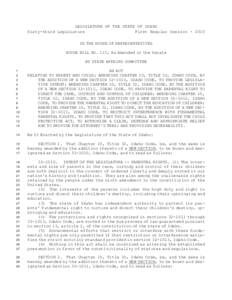 LEGISLATURE OF THE STATE OF IDAHO Sixty-third Legislature First Regular SessionIN THE HOUSE OF REPRESENTATIVES HOUSE BILL NO. 113, As Amended in the Senate BY STATE AFFAIRS COMMITTEE