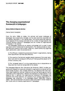 GALAPAGOS REPORT[removed]The changing organizational framework in Galapagos  Charles Darwin Foundation
