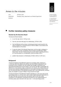 Annex to the minutes, Further monetary policy measures