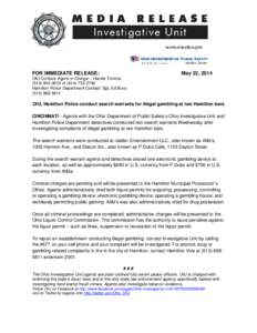 FOR IMMEDIATE RELEASE:  May 22, 2014 OIU Contact: Agent-in-Charge – Harold Torrens[removed]or[removed]
