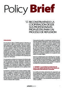 Policy Brief JULIO 2014 RECONSTRUYENDO LA COOPERACIÓN DESDE