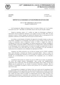 129ème ASSEMBLEE DE L’UNION INTERPARLEMENTAIRE ET REUNIONS CONNEXES Genève, [removed]Assemblée Point 4