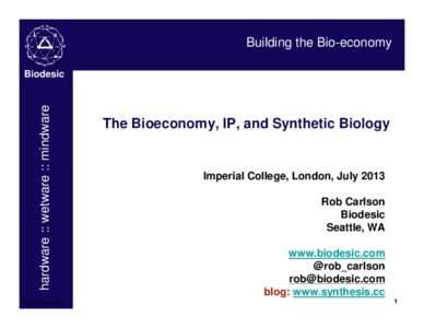 Building the Bio-economy  hardware :: wetware :: mindware Biodesic