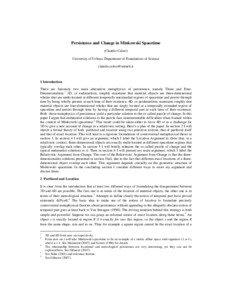 Persistence and Change in Minkowski Spacetime (Claudio Calosi) University of Urbino, Department of Foundations of Science