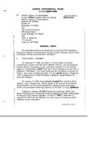 VERMONT ENVIRONMENTAL BOARD 10 V.S.A. @SO01[removed]Re: Vermont Agency of Transportation by Scott Whitted, Assistant Attorney General