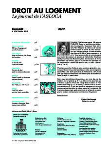 DROIT AU LOGEMENT Le journal de l’ASLOCA SOMMAIRE o  L’ÉDITO