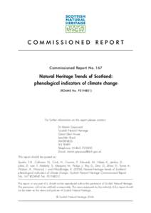 Natural Heritage Trends of Scotland: phenological indicators of climate change. Report No. 167