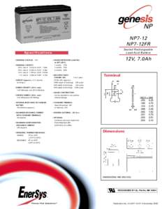 NP NP7-12 NP7-12FR Sealed Rechargeable Lead-Acid Battery
