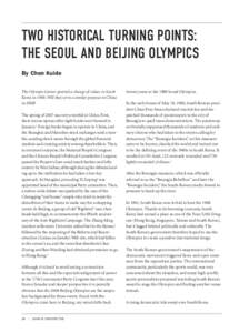 TWO HISTORICAL TURNING POINTS: THE SEOUL AND BEIJING OLYMPICS By Chen Kuide