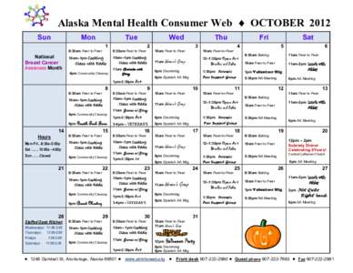 Alaska Mental Health Consumer Web i OCTOBER 2012 Sun Mon  Tue