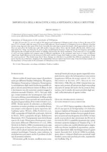 Atti Accademia Nazionale Italiana di Entomologia Anno LXI, 2013: 33-41 IMPORTANZA DELLA BIOACUSTICA NELLA SISTEMATICA DEGLI ORTOTTERI BRUNO MASSA (*)