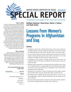 United States Institute of Peace  www.usip.org SPECIAL REPORT 2301 Constitution Ave., NW • Washington, DC 20037 • [removed] • fax[removed]