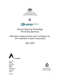 HORIZON SCANNING TECHNOLOGY PRIORITISING SUMMARY