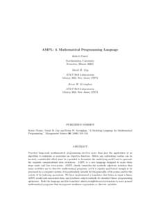 Numerical analysis / Applied mathematics / Computer algebra systems / Mathematical modeling / AMPL / Linear programming / Modeling language / Nl / Bell Labs / Operations research / Mathematical optimization / Computing