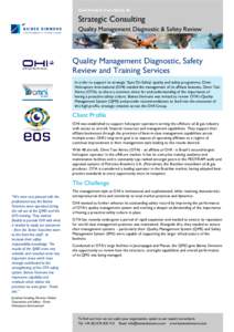 Civil Aviation Case Study 46  Strategic Consulting Quality Management Diagnostic & Safety Review  Quality Management Diagnostic, Safety