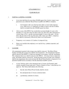 EnergySolutions LLC Issued – April 4, 2003 Revised – September 9, 2014 ATTACHMENT II-7 CLOSURE PLAN