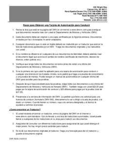 DMV 503S  Steps to Obtain a Driver Authorization Card - Spanish