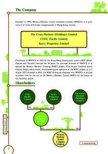 The Company  Founded in 1992, Western Harbour Tunnel Company Limited (WHTCL) is a joint venture of three well-known conglomerates in Hong Kong, namely:  The Cross-Harbour (Holdings) Limited