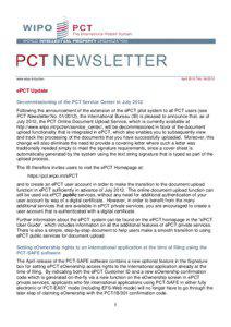 PCT NEWSLETTER No[removed]April 2012)