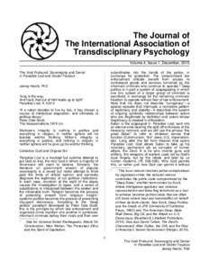 The Journal of The International Association of Transdisciplinary Psychology Volume 4, Issue 1, December, 2015 The Void Profound: Sovereignty and Denial in Paradise Lost and Doctor Faustus