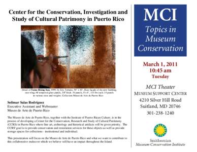 Center for the Conservation, Investigation and Study of Cultural Patrimony in Puerto Rico MCI  Topics in