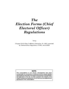 Election Forms (ChiefElectoral Officer) Regulations