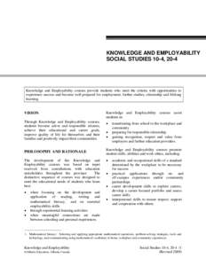 KE Social Studies 10-4, 20-4 Program of Studies