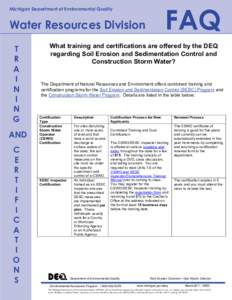 FAQ  Michigan Department of Environmental Quality Water Resources Division T