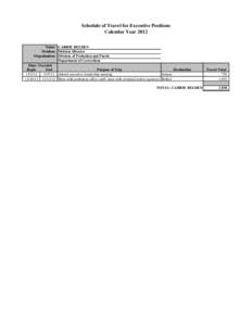 Schedule of Travel for Executive Positions Calendar Year 2012 Name: CARRIE BELDEN Position: Division Director Organization: Division of Probation and Parole Department of Corrections