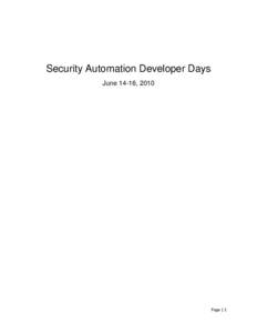 Security Automation Developer Days June 14-16, 2010 Page | 1  Table of Contents