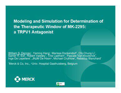 Modeling and Simulation for Determination of the Therapeutic Window of MK-2295: a TRPV1 Antagonist