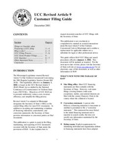 UCC Revised Article 9 Customer Filing Guide December 2001 CONTENTS  request document searches of UCC filings with
