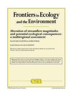 Frontiers in Ecology and the Environment Alteration of streamflow magnitudes and potential ecological consequences: a multiregional assessment Daren M Carlisle, David M Wolock, and Michael R Meador