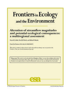 Environment / Ecology / Environmental science / Water pollution / Stream gauge / Environmental flow / Streamflow / Index of biological integrity / Fresh water / Water / Aquatic ecology / Hydrology