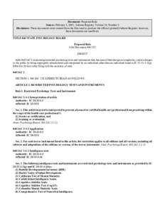 Document: Proposed Rule Source: February 1, 2001, Indiana Register, Volume 24, Number 5 Disclaimer: These documents were created from the files used to produce the official (printed) Indiana Register, however, these docu