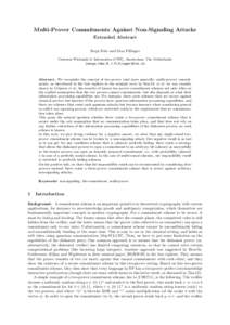 Multi-Prover Commitments Against Non-Signaling Attacks Extended Abstract Serge Fehr and Max Fillinger Centrum Wiskunde & Informatica (CWI), Amsterdam, The Netherlands {serge.fehr,M.J.Fillinger}@cwi.nl