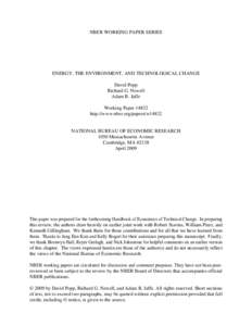 NBER WORKING PAPER SERIES  ENERGY, THE ENVIRONMENT, AND TECHNOLOGICAL CHANGE David Popp Richard G. Newell Adam B. Jaffe