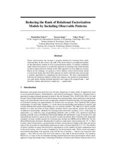 Reducing the Rank of Relational Factorization Models by Including Observable Patterns Maximilian Nickel1,2 Xueyan Jiang3,4 Volker Tresp3,4