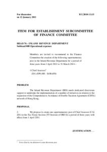 For discussion on 12 January 2011 EC[removed]ITEM FOR ESTABLISHMENT SUBCOMMITTEE