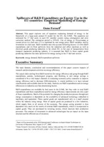 Spillovers of R&D Expenditure on Energy Use in the EU-countries: Empirical Modelling of Energy 1 Demand Osmo Forssell2