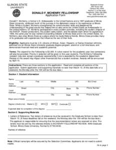 ILLINOIS STATE UNIVERSITY DONALD F. MCHENRY FELLOWSHIP Application Form