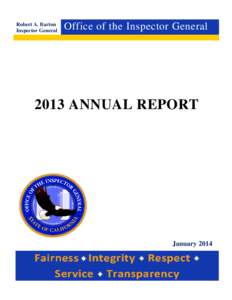 Robert A. Barton Inspector General Office of the Inspector General[removed]ANNUAL REPORT