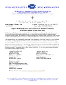 Washington metropolitan area / Virginia / Washington /  D.C. / Metropolitan Washington Airports Authority / Metropolitan Washington Council of Governments / Ronald Reagan Washington National Airport / Noise regulation / Fairfax County /  Virginia / Washington Dulles International Airport / Baltimoreâ€“Washington metropolitan area / Noise pollution / Baltimore–Washington metropolitan area