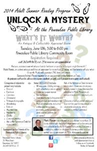 2014 Adult Summer Reading Program At the Pewaukee Public Library