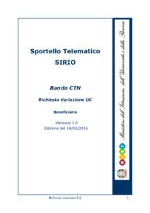 Sportello Telematico  SIRIO Bando CTN Richiesta Variazione UC