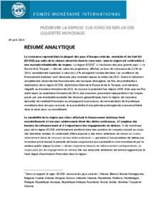 Résumé analytique: Préserver la reprise sur fond de reflux des liquidités mondiales; 29 avril 2014