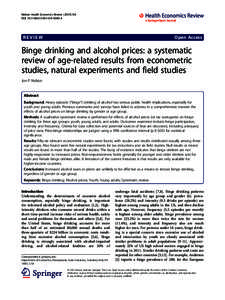 Binge drinking and alcohol prices: a systematic review of age-related results from econometric studies, natural experiments and field studies