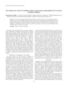 2008. The Journal of Arachnology 36:287–299  The scorpion genus Ananteris in Colombia: comments on the taxonomy and description of two new species